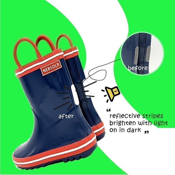 NWT NEBSDLR Kids Rain Boots for Toddlers, Lightweight Waterproof Rainboots - Picture 4 of 10